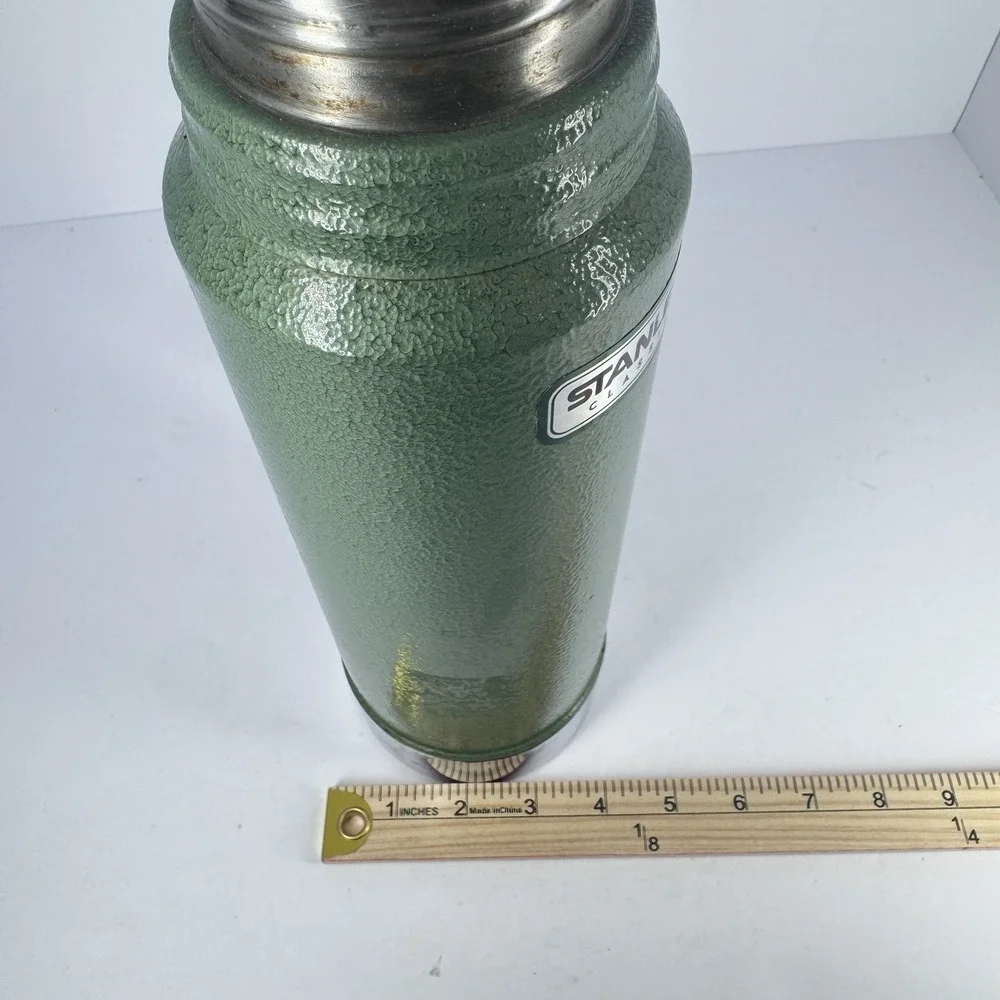 Stanley Classic Green Hammertone Vacuum Thermos Bottle 1 Qt Steel READ - Picture 11 of 13
